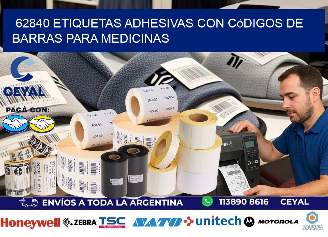62840 etiquetas adhesivas con códigos de barras para medicinas