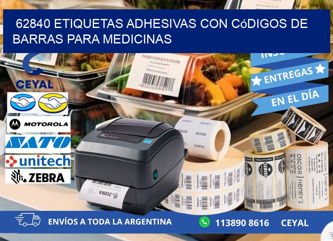 62840 etiquetas adhesivas con códigos de barras para medicinas