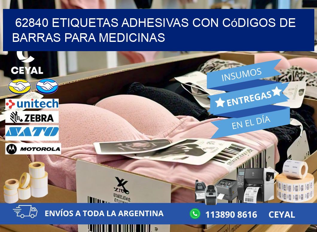 62840 etiquetas adhesivas con códigos de barras para medicinas