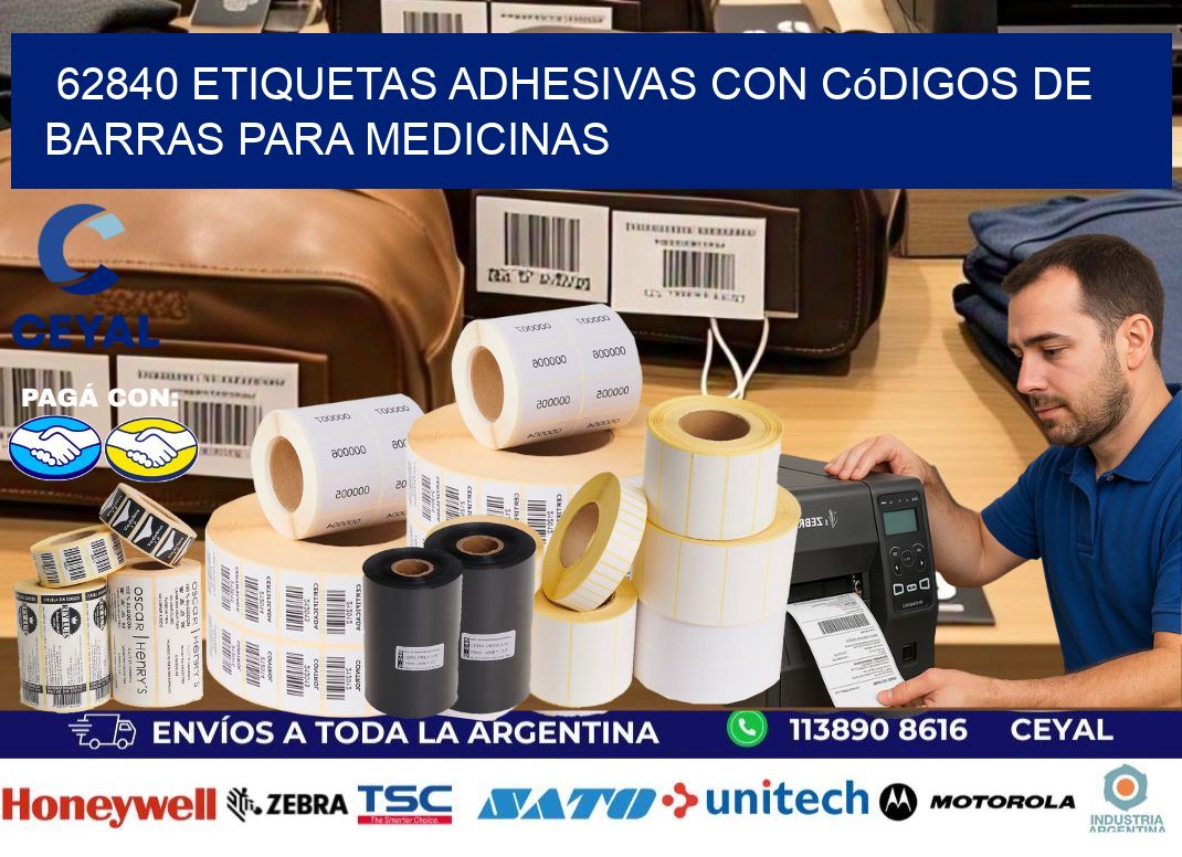 62840 etiquetas adhesivas con códigos de barras para medicinas
