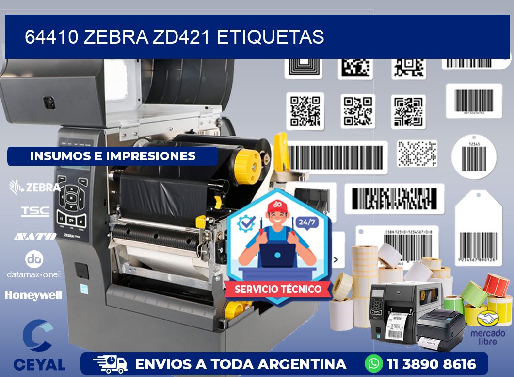 64410 Zebra ZD421 etiquetas