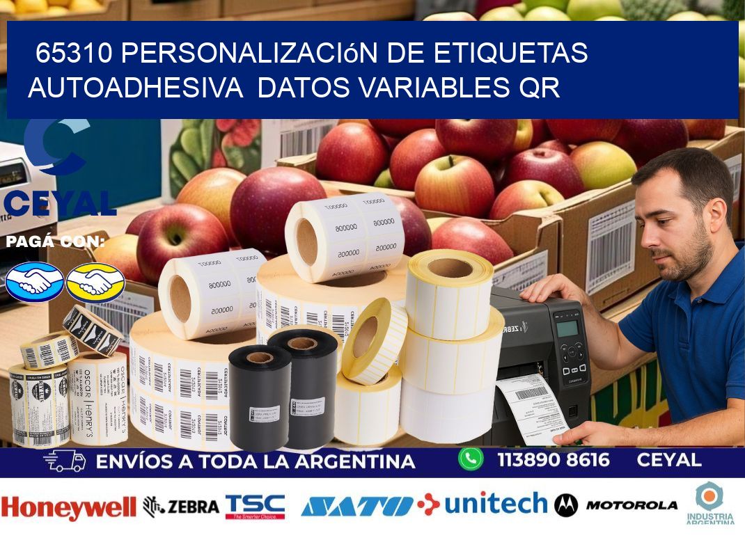 65310 Personalización de etiquetas autoadhesiva  datos variables QR