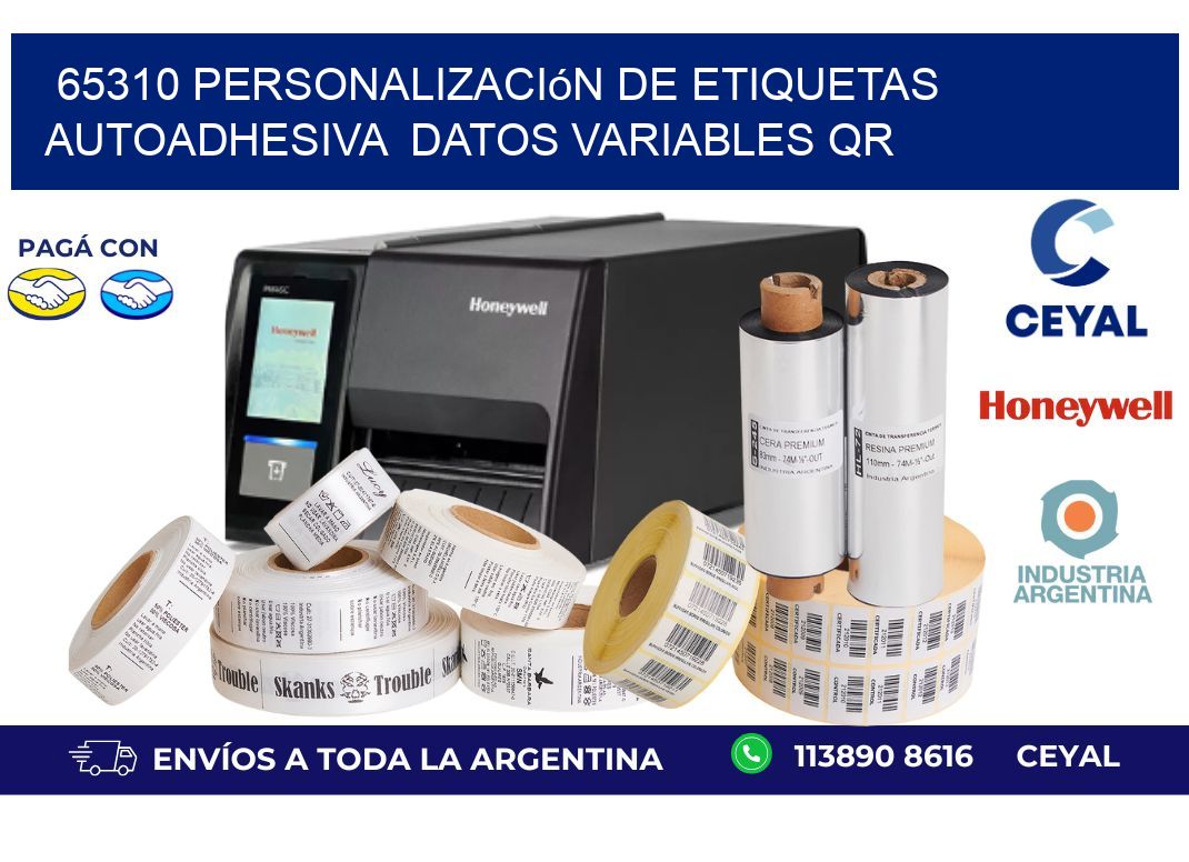 65310 Personalización de etiquetas autoadhesiva  datos variables QR