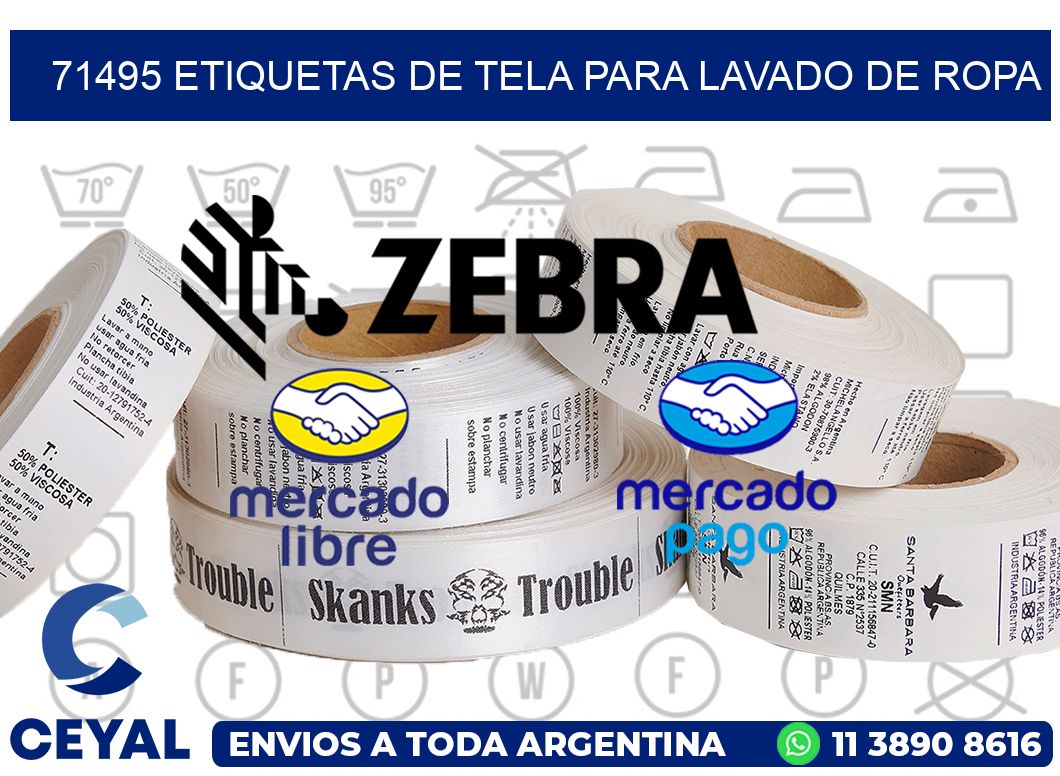 71495 Etiquetas de tela para lavado de ropa
