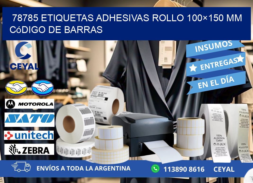 78785 etiquetas adhesivas rollo 100×150 mm código de barras