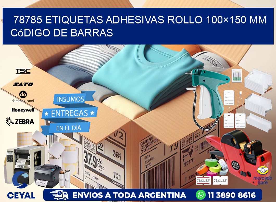 78785 etiquetas adhesivas rollo 100×150 mm código de barras