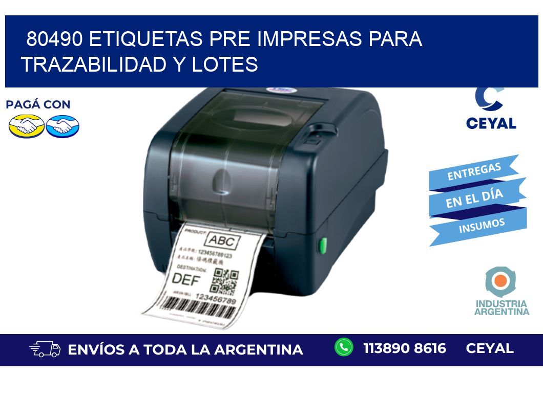 80490 etiquetas pre impresas para trazabilidad y lotes