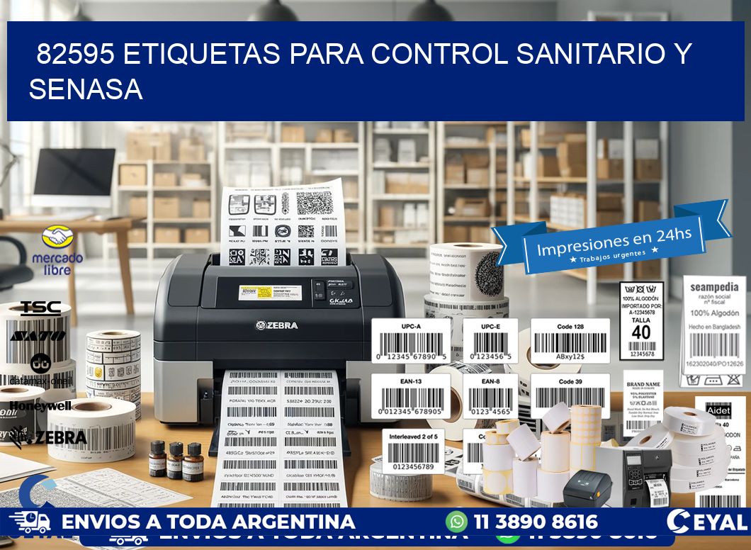 82595 etiquetas para control sanitario y SENASA