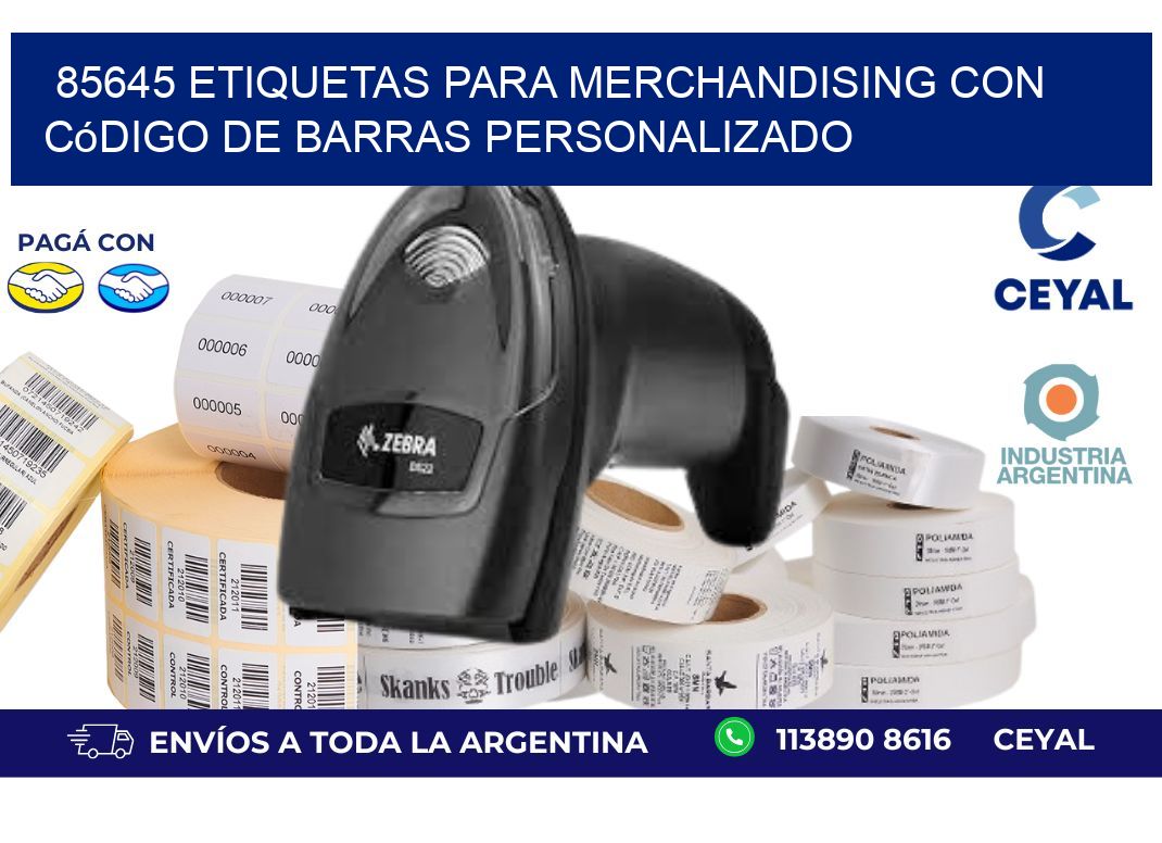 85645 etiquetas para merchandising con código de barras personalizado