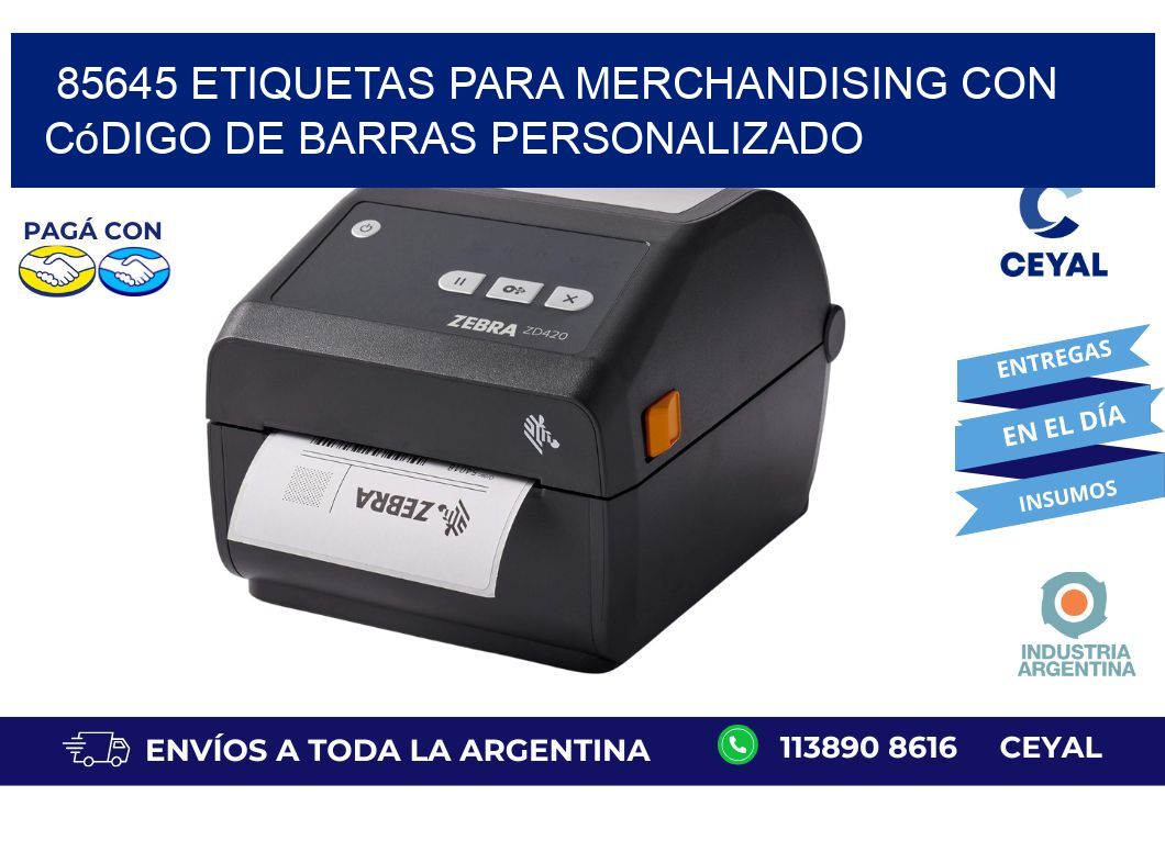 85645 etiquetas para merchandising con código de barras personalizado
