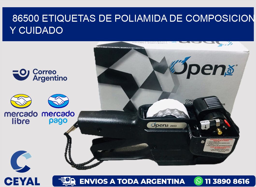 86500 etiquetas de poliamida de composicion y cuidado
