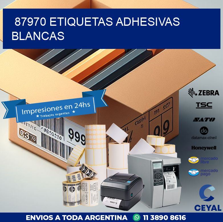 87970 etiquetas adhesivas blancas