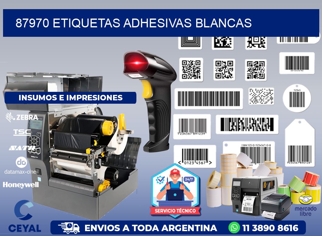 87970 etiquetas adhesivas blancas