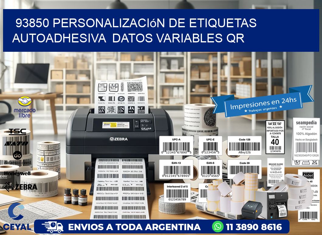 93850 Personalización de etiquetas autoadhesiva  datos variables QR