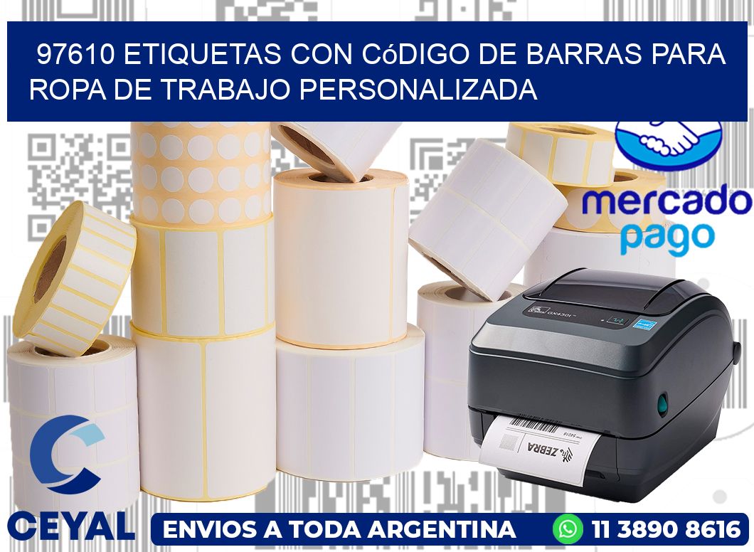 97610 Etiquetas con código de barras para ropa de trabajo personalizada