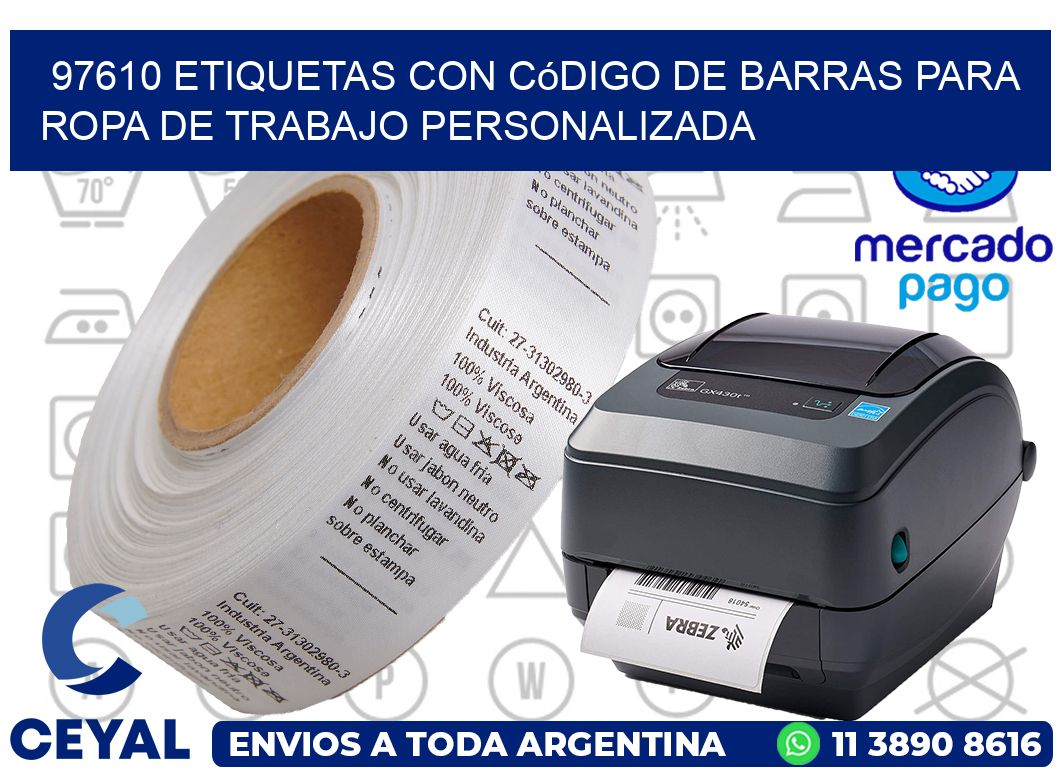 97610 Etiquetas con código de barras para ropa de trabajo personalizada