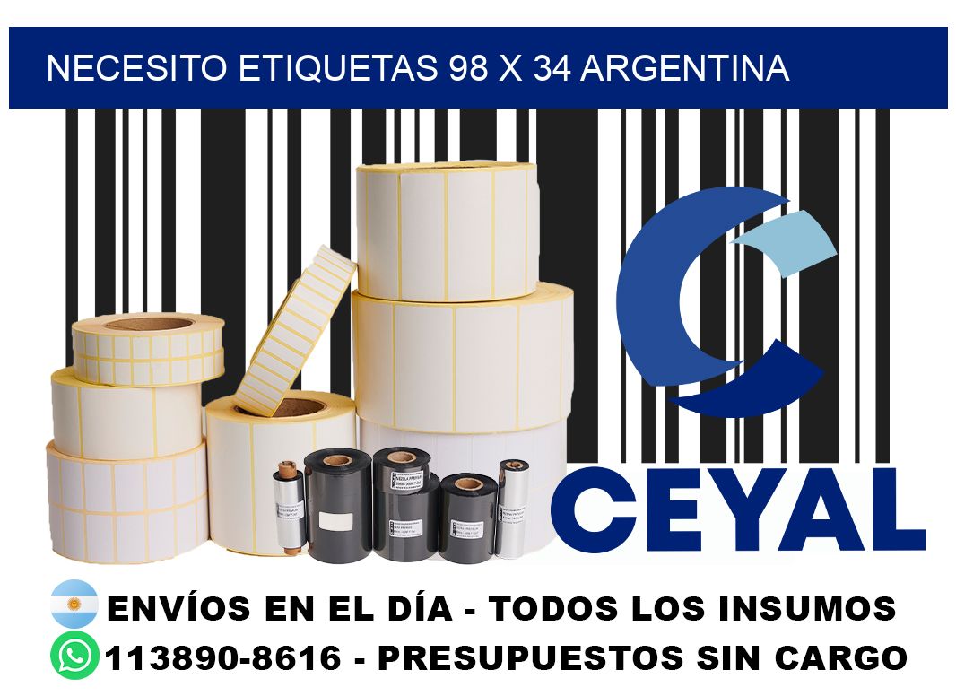 Necesito etiquetas 98 x 34 argentina