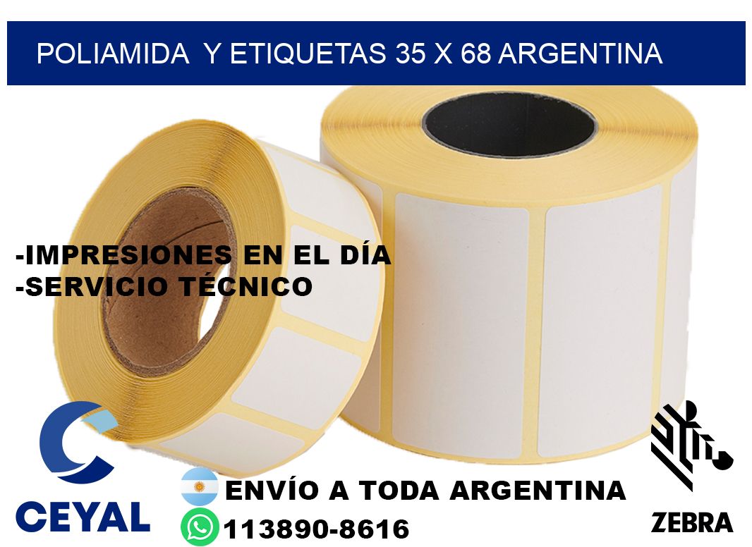 Poliamida  y etiquetas 35 x 68 argentina