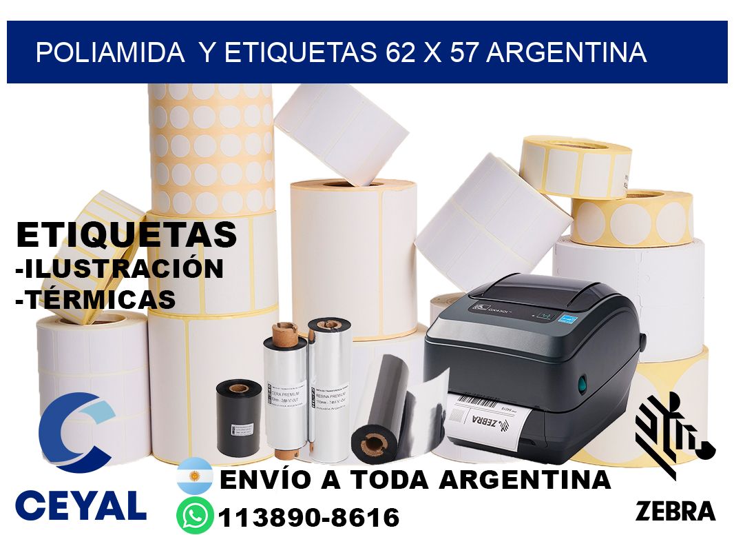 Poliamida  y etiquetas 62 x 57 argentina