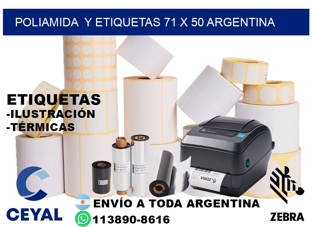 Poliamida  y etiquetas 71 x 50 argentina