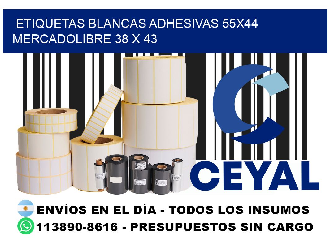 etiquetas blancas adhesivas 55x44 mercadolibre 38 x 43