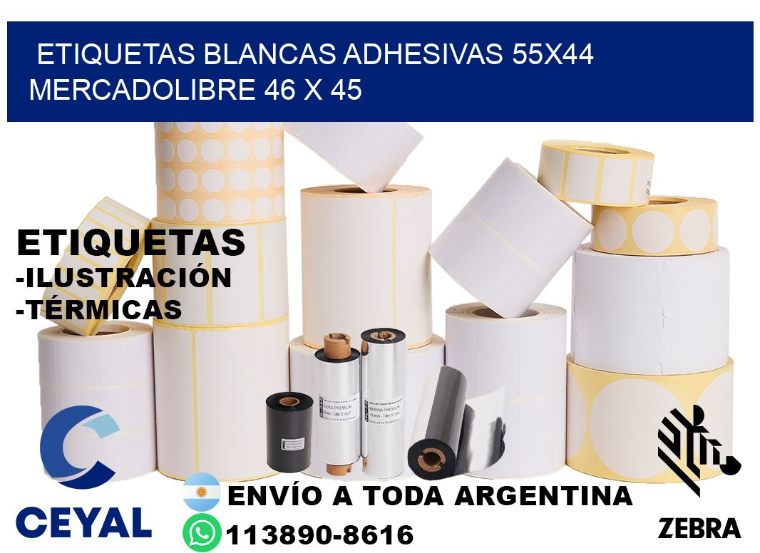 etiquetas blancas adhesivas 55x44 mercadolibre 46 x 45