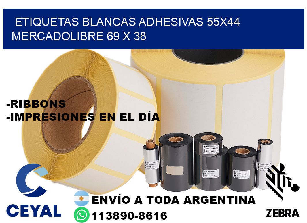 etiquetas blancas adhesivas 55x44 mercadolibre 69 x 38