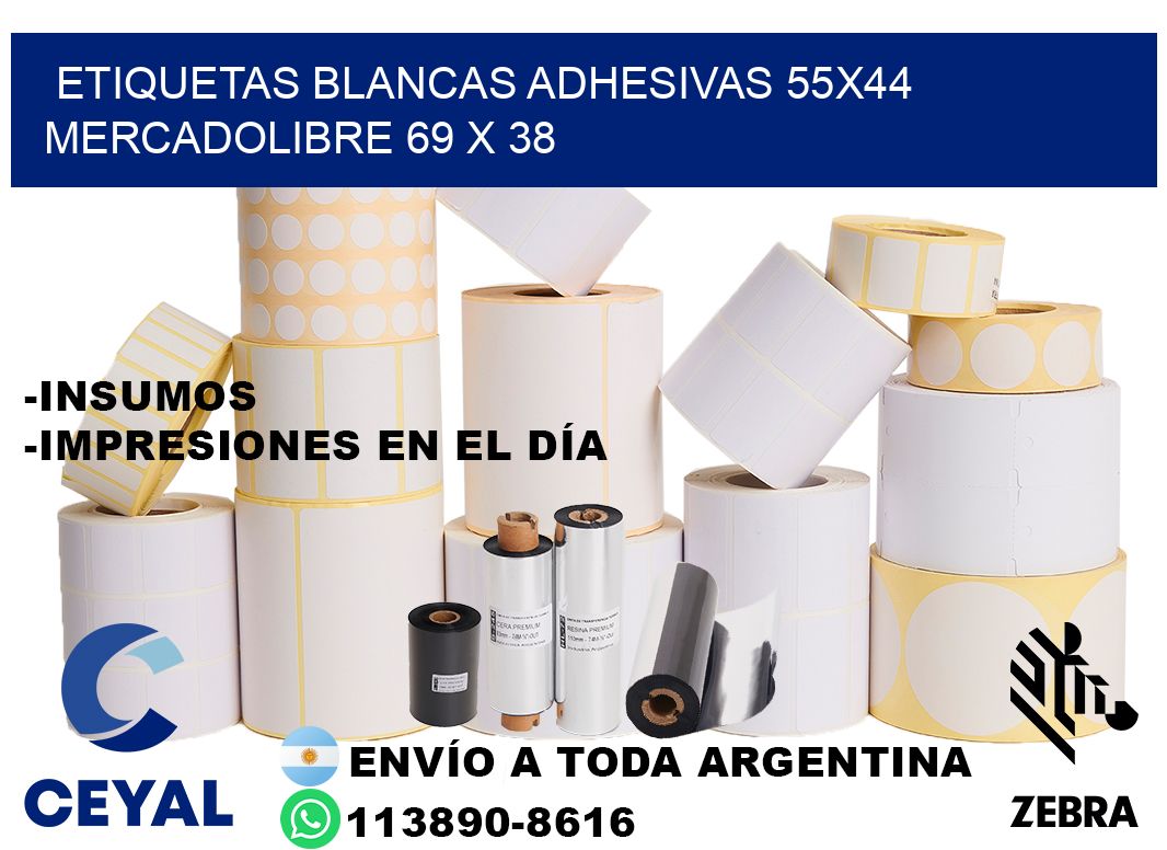 etiquetas blancas adhesivas 55x44 mercadolibre 69 x 38