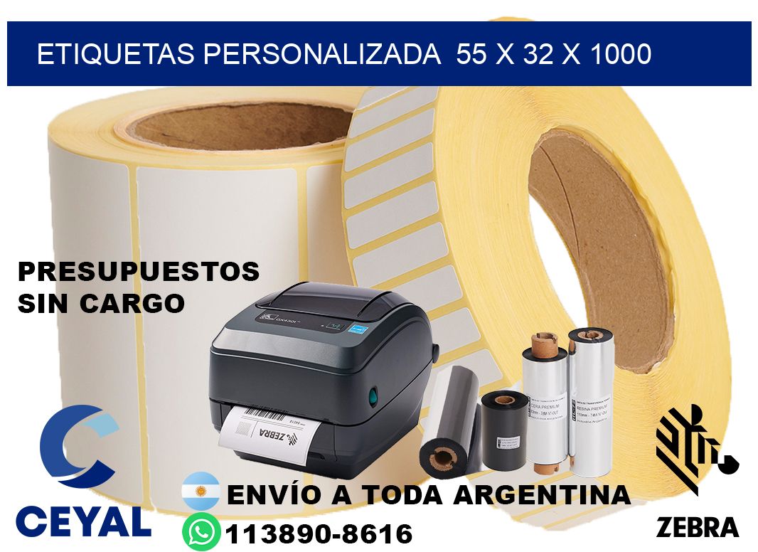 etiquetas personalizada  55 x 32 x 1000