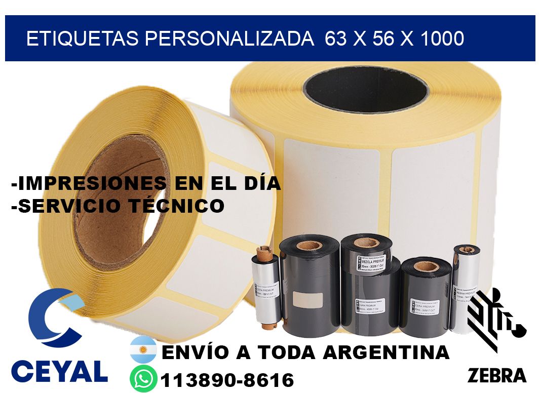 etiquetas personalizada  63 x 56 x 1000