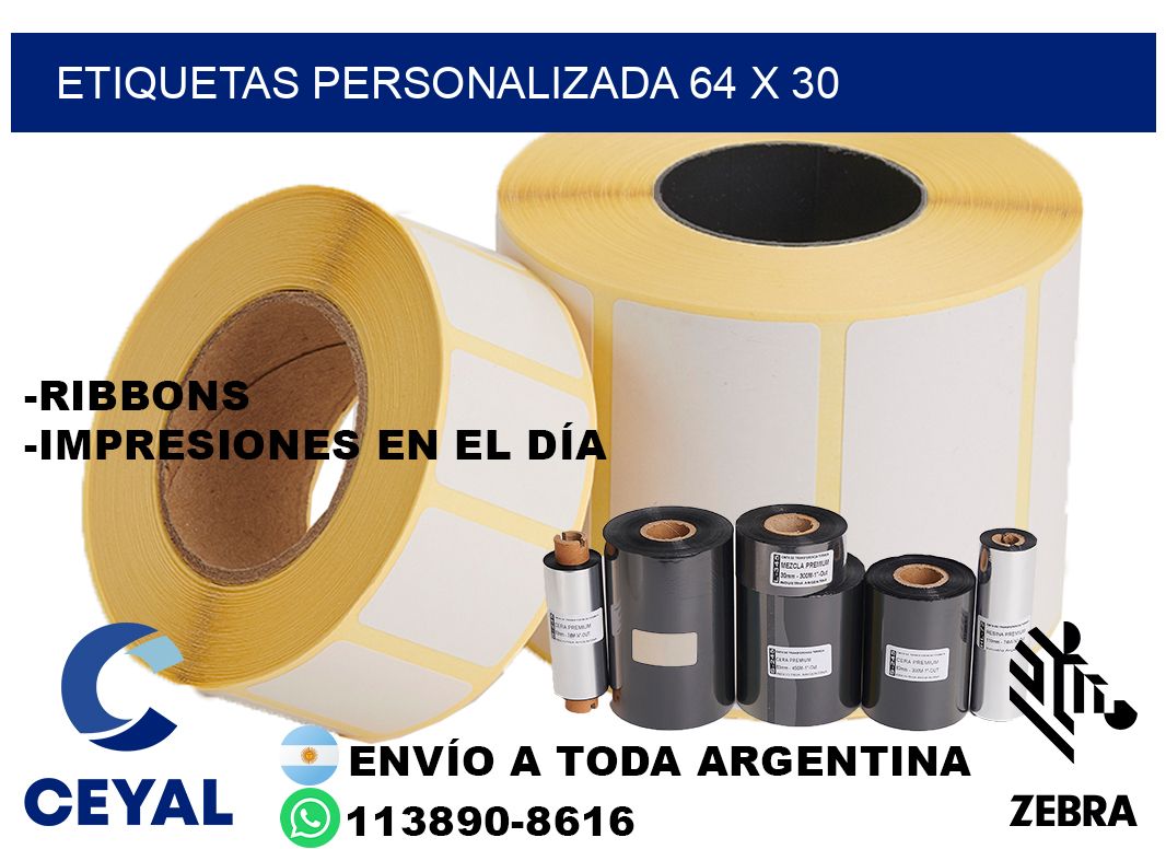 etiquetas personalizada 64 x 30