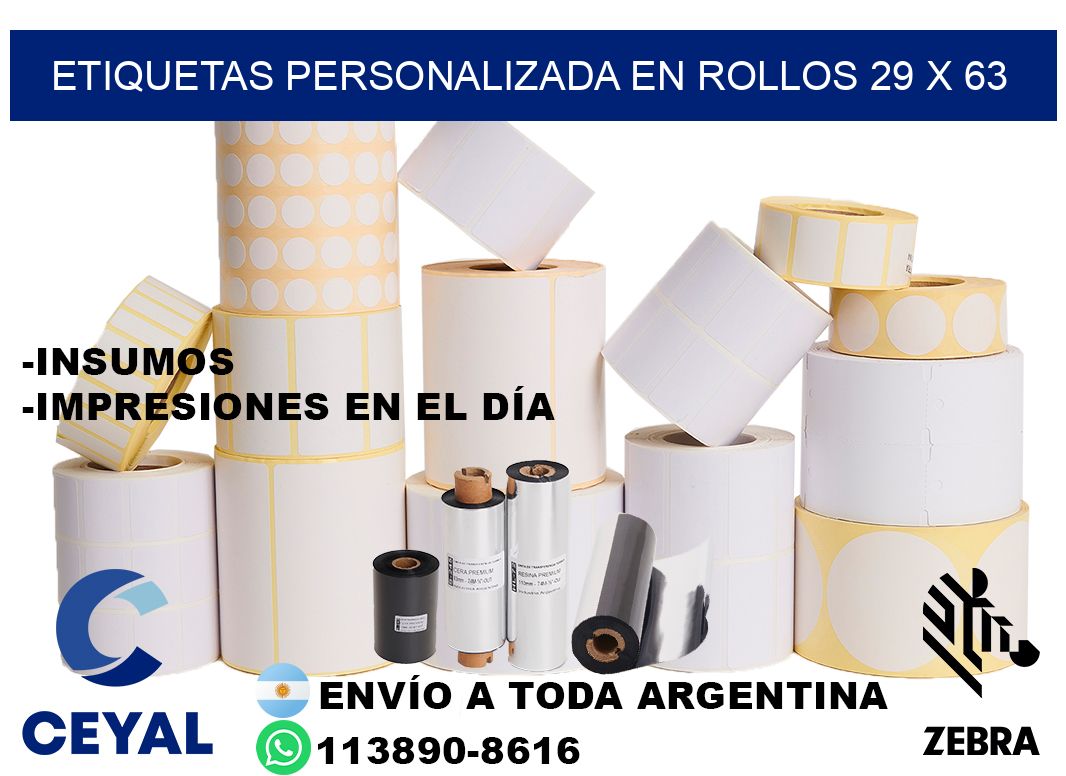 etiquetas personalizada en rollos 29 x 63