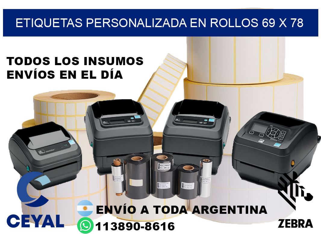 etiquetas personalizada en rollos 69 x 78