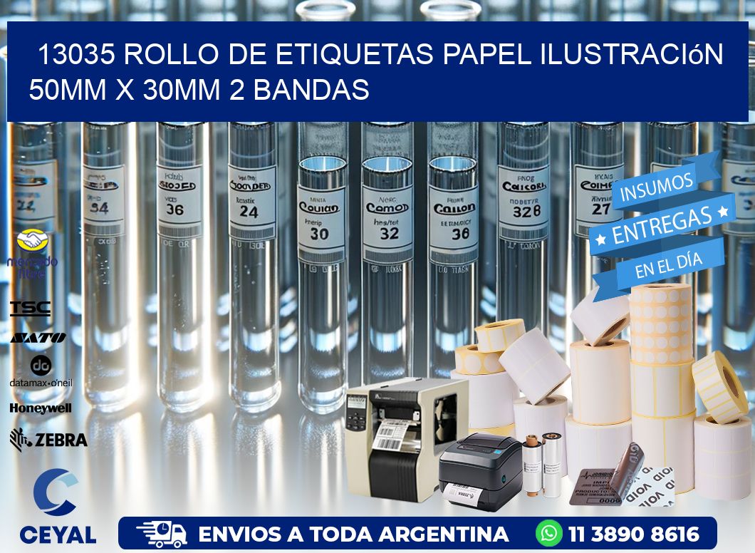 13035 Rollo de Etiquetas Papel Ilustración 50mm x 30mm 2 Bandas