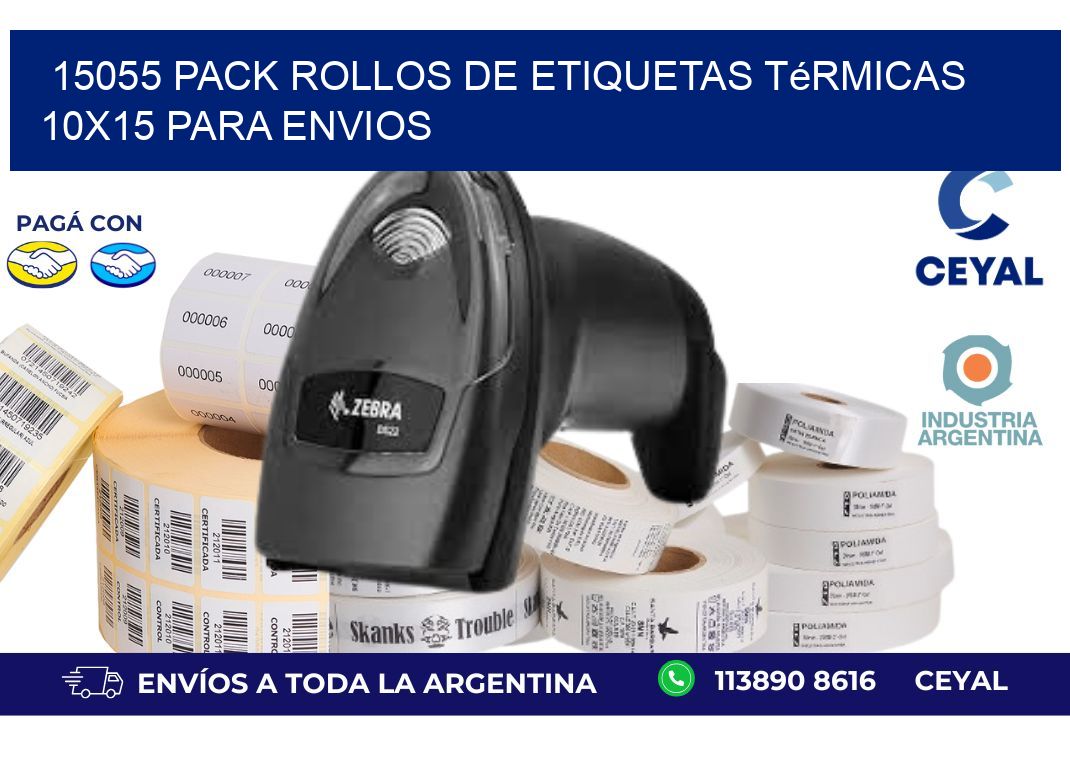 15055 pack rollos de etiquetas térmicas 10x15 para Envios