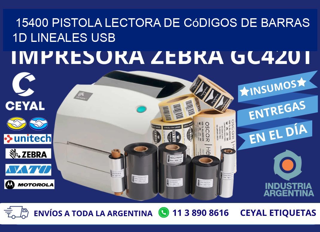15400 Pistola Lectora De Códigos De Barras 1d Lineales Usb