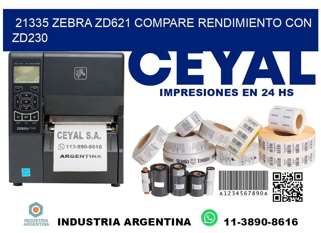 21335 Zebra ZD621 compare rendimiento con ZD230