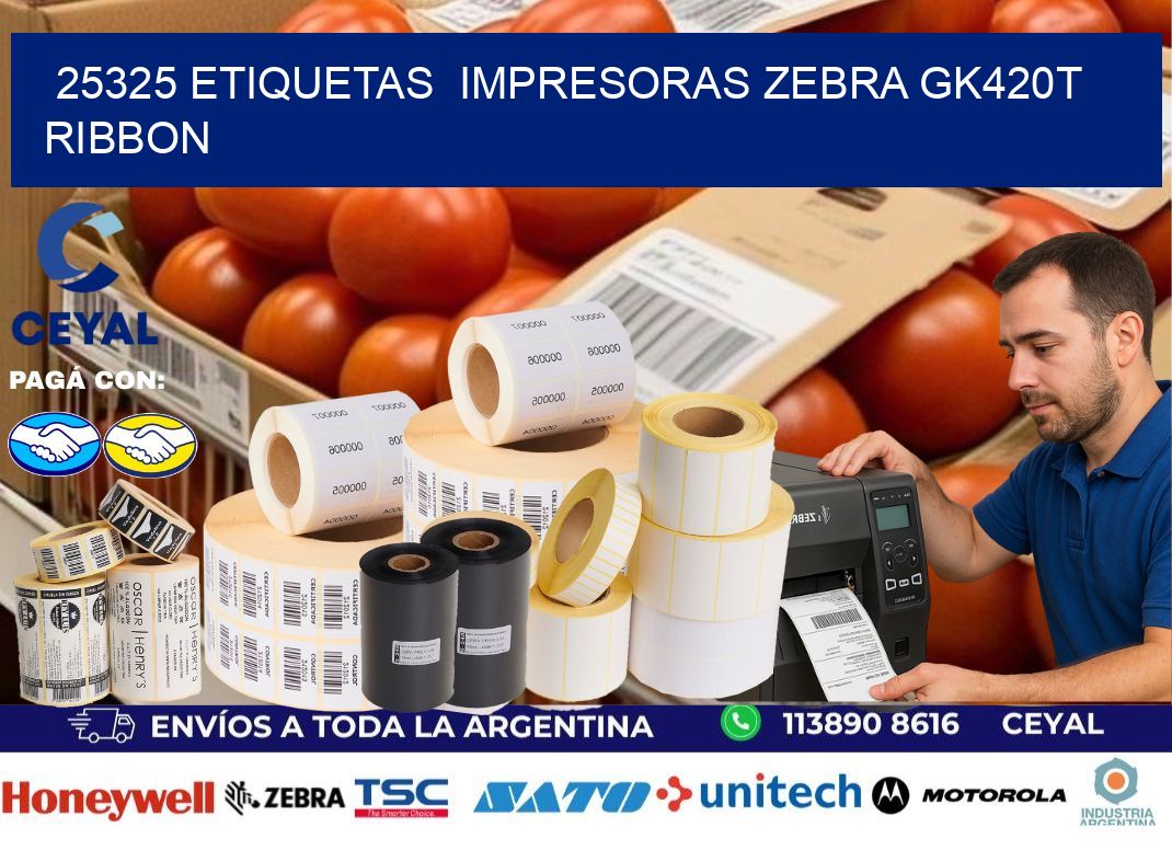25325 Etiquetas impresoras zebra gk420t ribbon