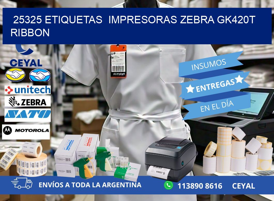 25325 Etiquetas impresoras zebra gk420t ribbon