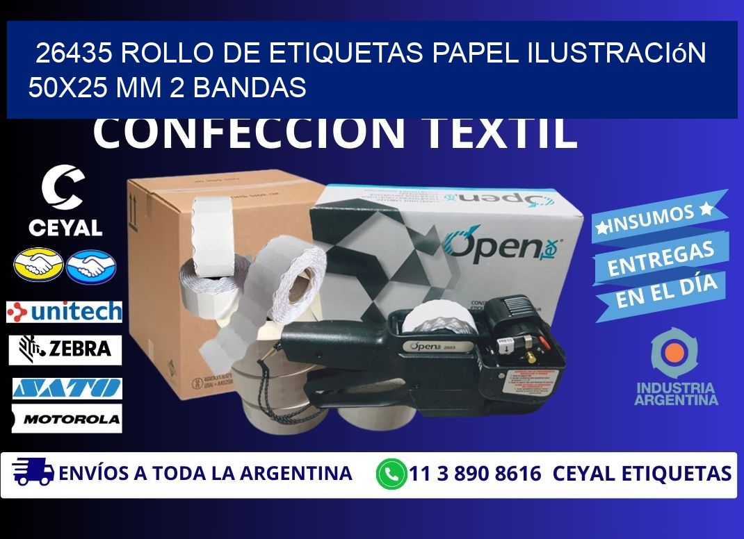26435 Rollo de Etiquetas Papel Ilustración 50x25 Mm 2 Bandas