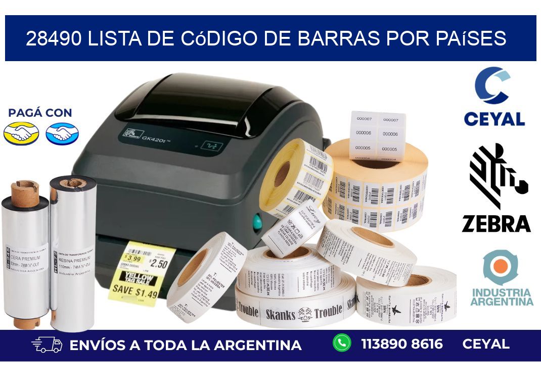 28490 Lista de código de barras por países