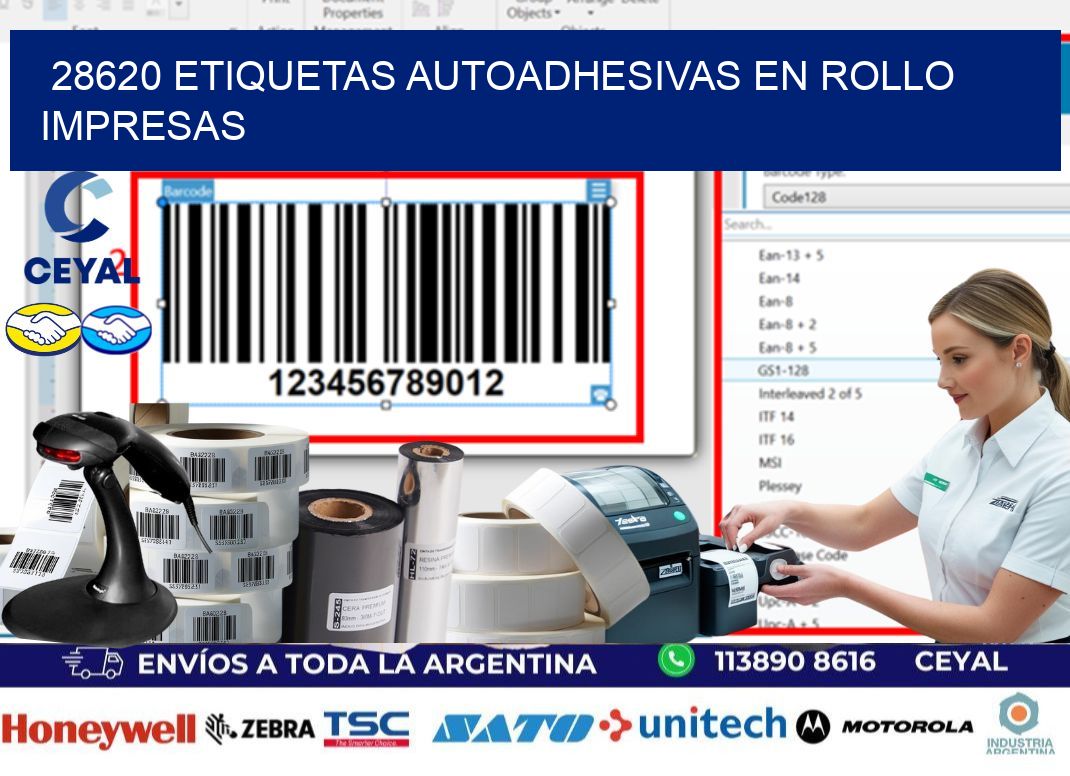 28620 Etiquetas autoadhesivas en rollo impresas