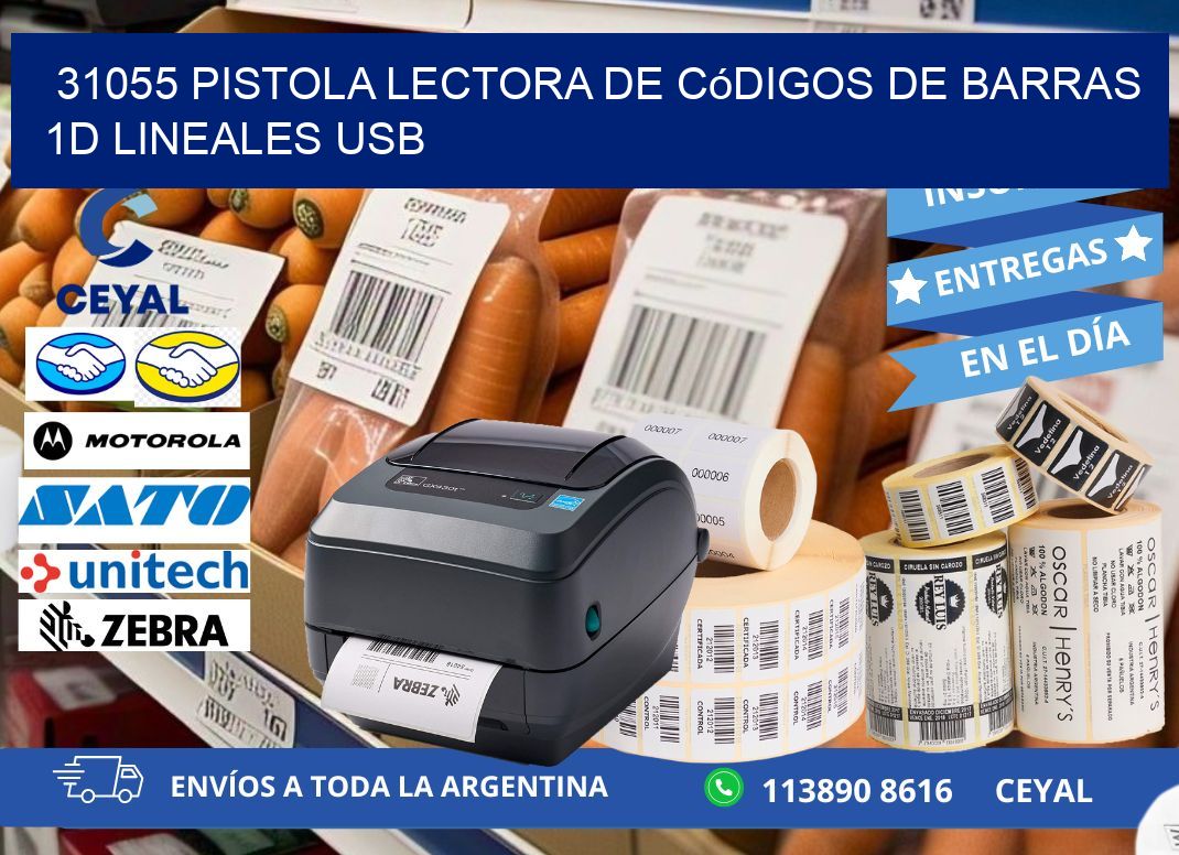 31055 Pistola Lectora De Códigos De Barras 1d Lineales Usb