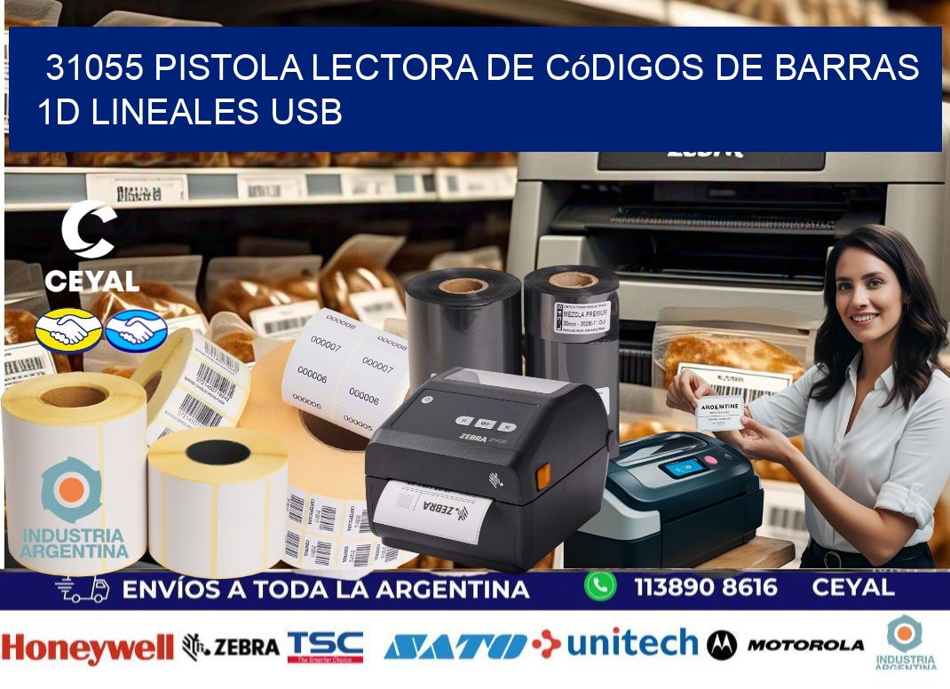 31055 Pistola Lectora De Códigos De Barras 1d Lineales Usb