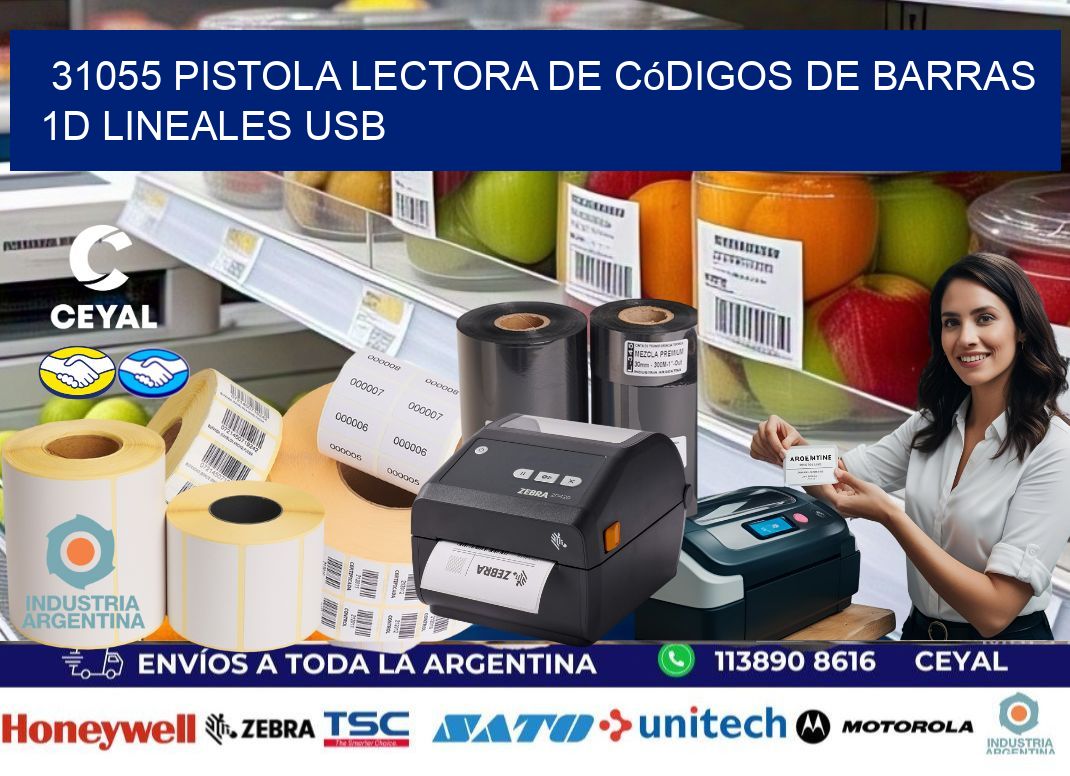 31055 Pistola Lectora De Códigos De Barras 1d Lineales Usb