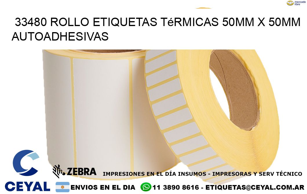 33480 Rollo Etiquetas Térmicas 50mm X 50mm Autoadhesivas