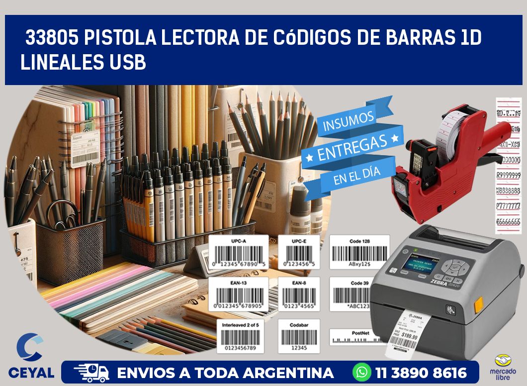 33805 Pistola Lectora De Códigos De Barras 1d Lineales Usb