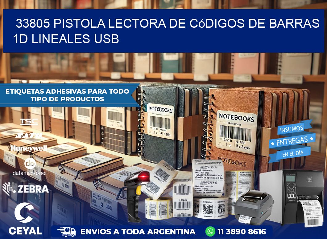 33805 Pistola Lectora De Códigos De Barras 1d Lineales Usb