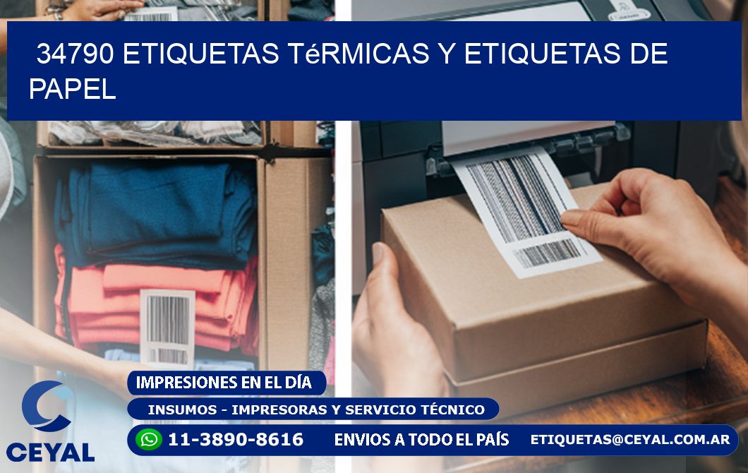 34790 etiquetas térmicas y etiquetas de papel