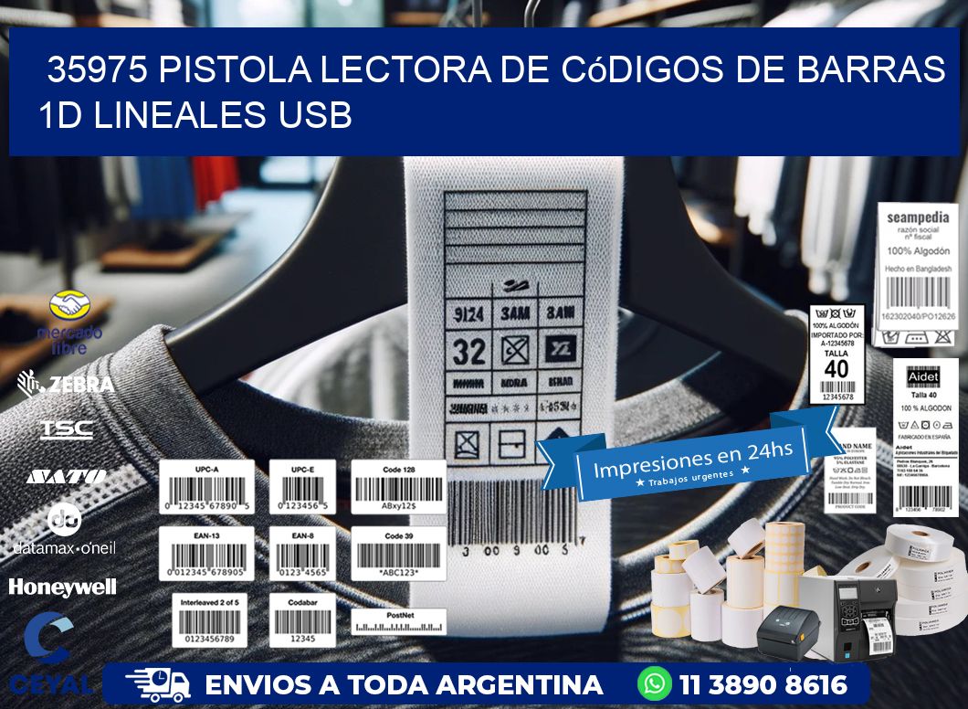 35975 Pistola Lectora De Códigos De Barras 1d Lineales Usb